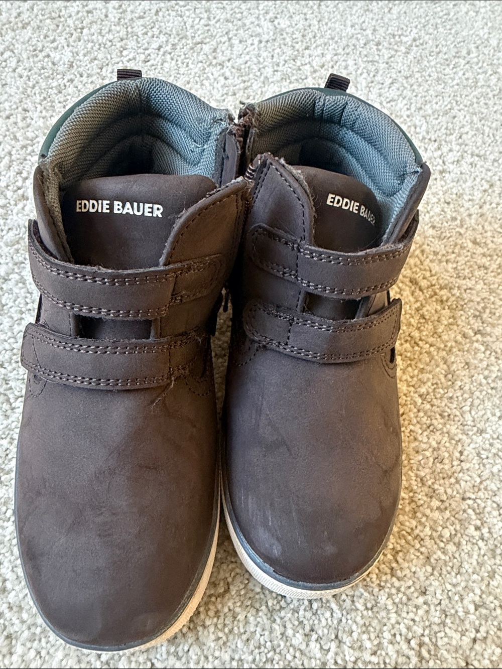 Eddie Bauer Boys' Dark Brown Double-Velcro Ankle Boots (12m)